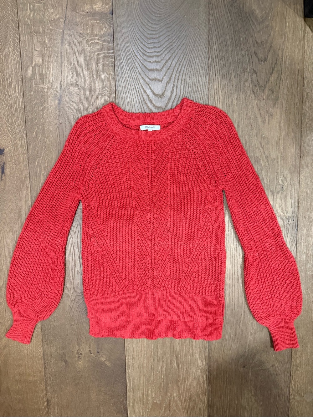Madewell Balloon-Sleeve Pullover Sweater in Red